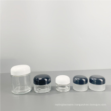 High Quality 30ml 50ml 100ml Clear Frosted Cosmetic Face Cream Jar Transparent Glass Jar with Plastic Lid